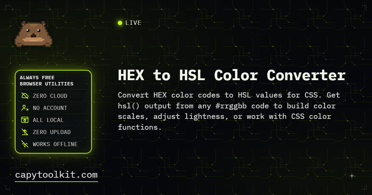 HEX to HSL Color Converter | CapyToolkit