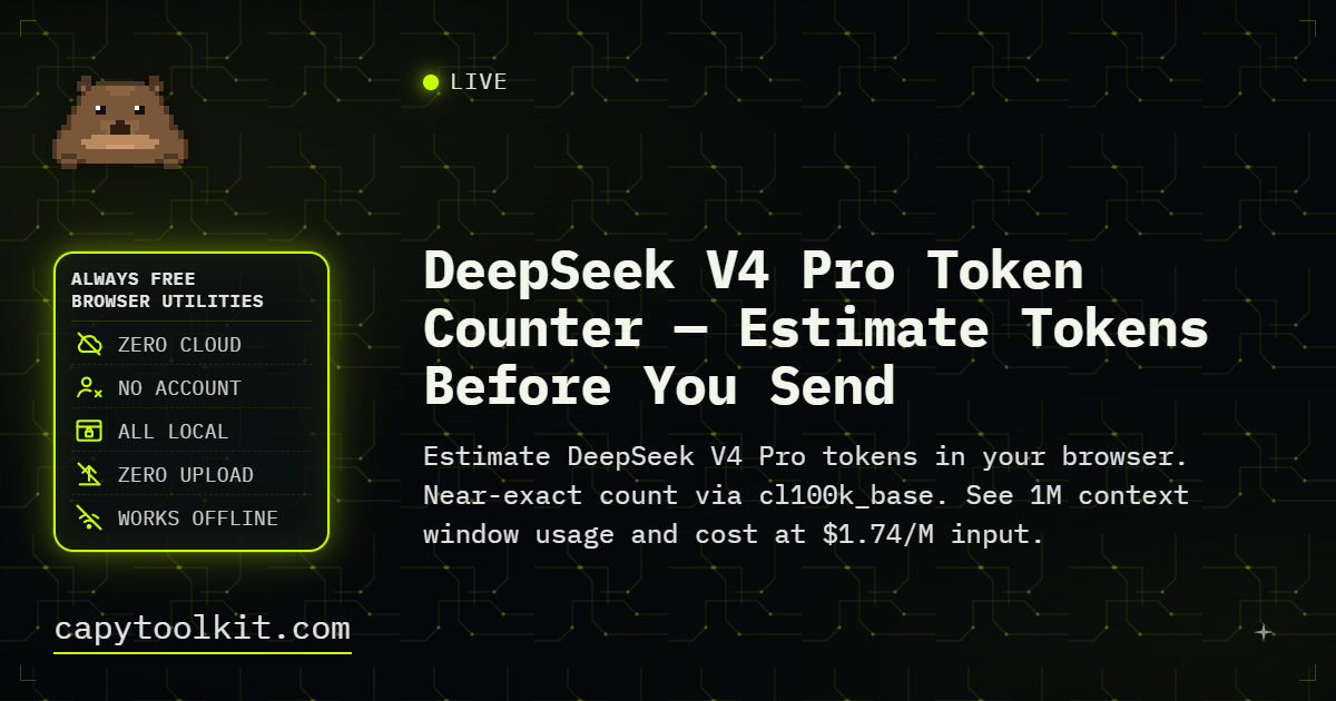 DeepSeek V4 Pro Token Counter: Estimate Tokens Before You Send ...