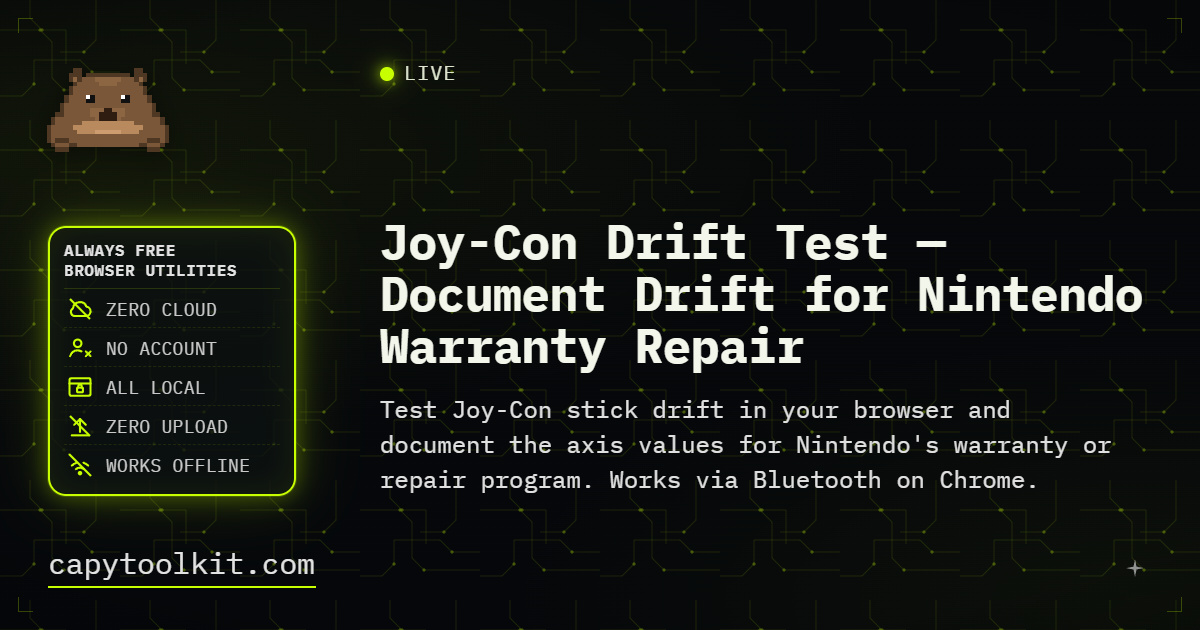 Snow Rift Test Tools Joy-Con Drift Test: Document Drift for Nintendo Warranty Repair ...