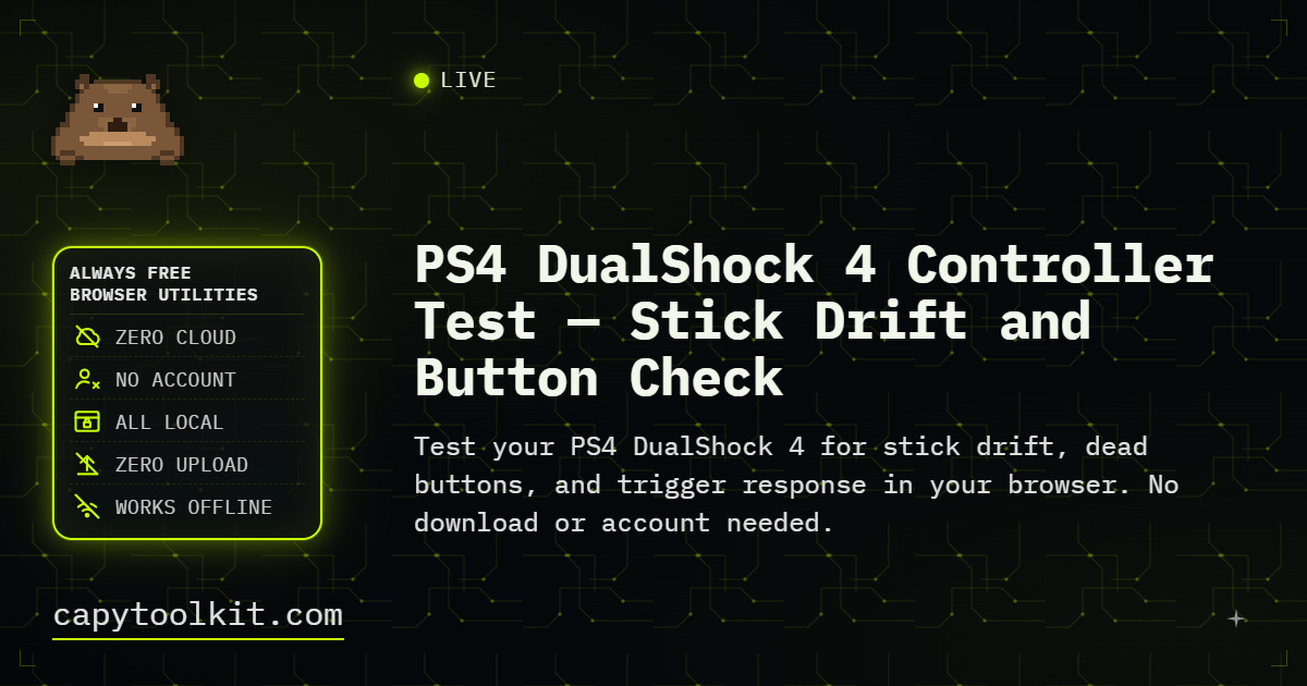 PS4 DualShock 4 Controller Test: Stick Drift and Button Check | CapyToolkit