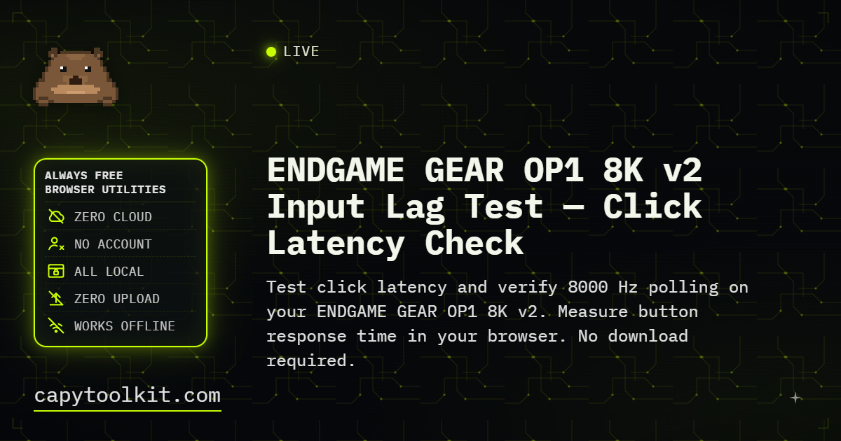 ENDGAME GEAR OP1 8K v2 Input Lag Test: Click Latency Check | CapyToolkit
