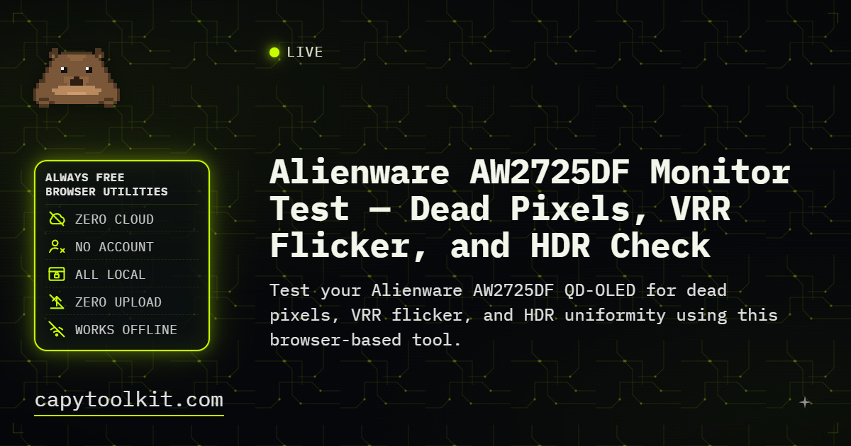 Alienware AW2725DF Monitor Test — Dead Pixels, VRR Flicker, and HDR ...