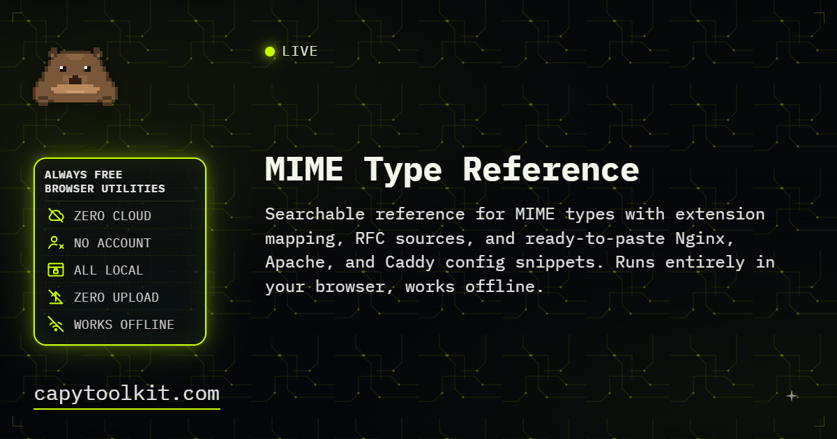 Mime Reference MIME Type Reference: Searchable Database with Server Config Snippets ...