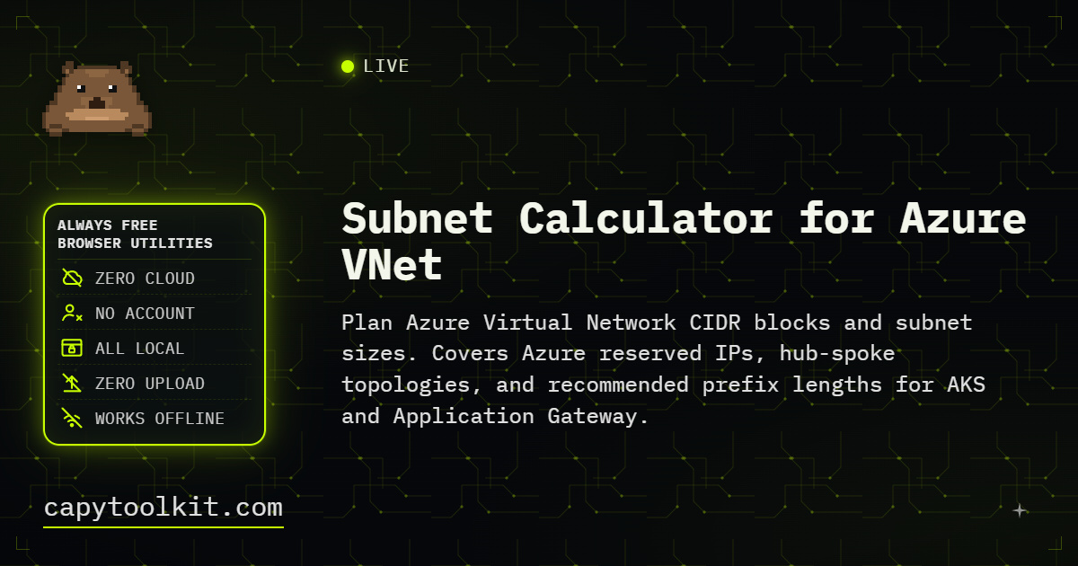 Subnet Calculator for Azure VNet | CapyToolkit