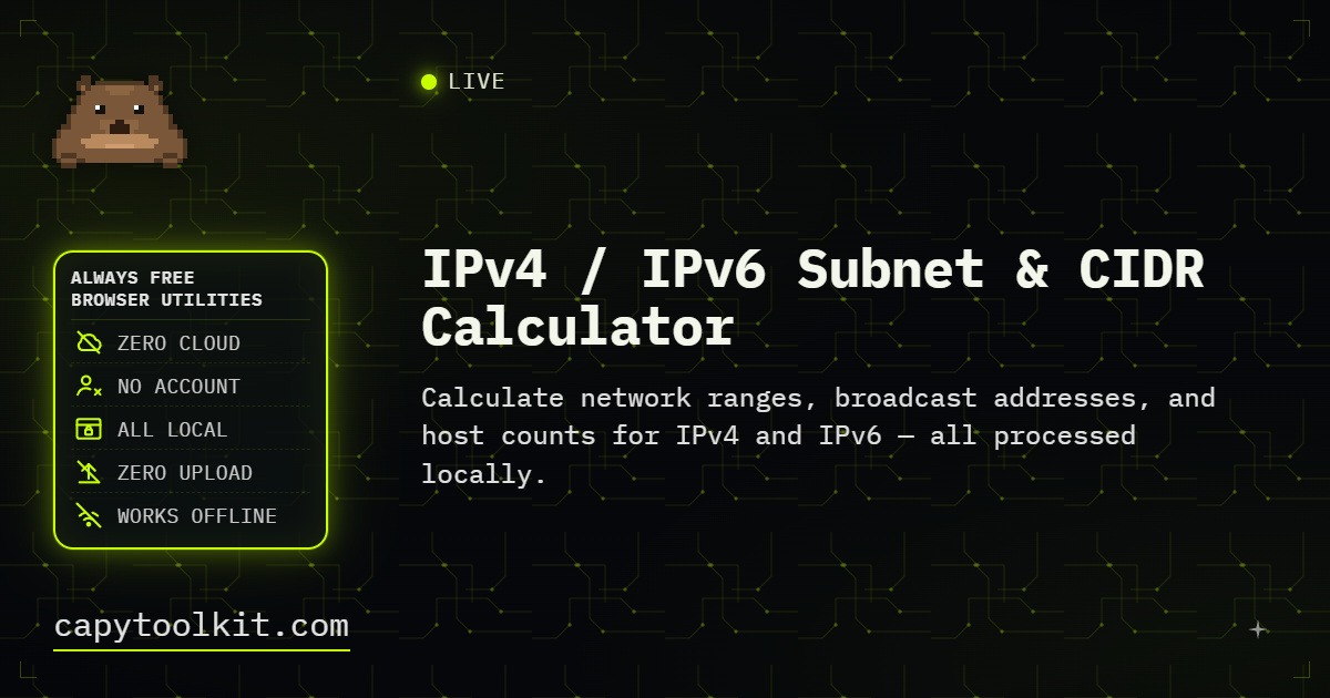 IPv4 & IPv6 Subnet CIDR Calculator | CapyToolkit
