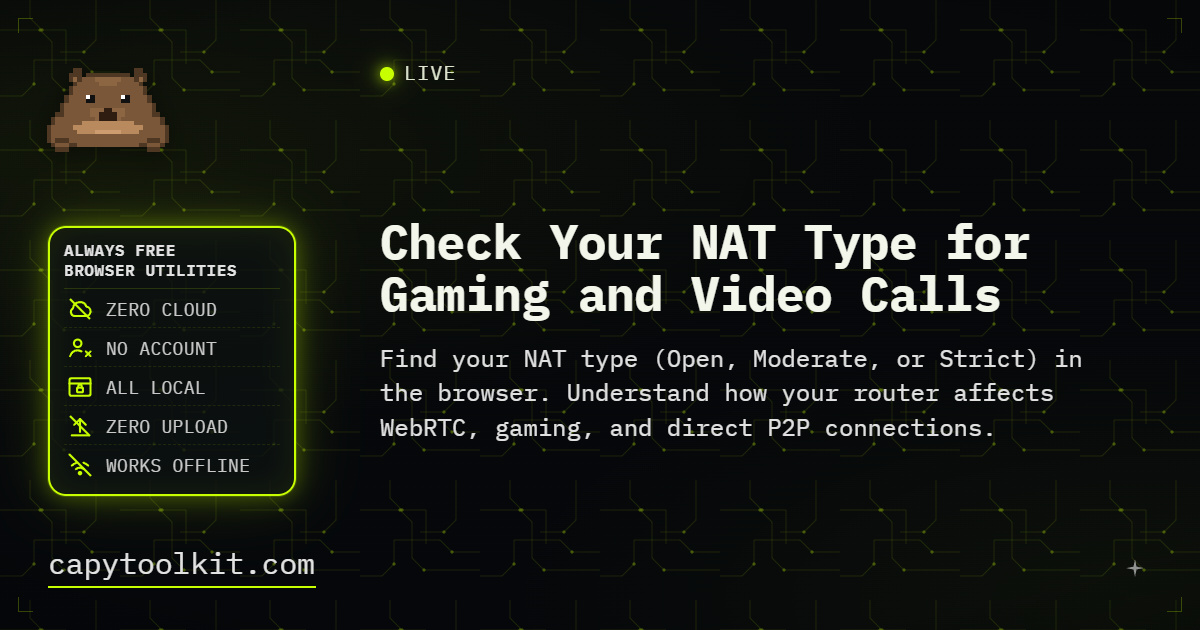 Nat Tools Check Your NAT Type for Gaming and Video Calls | CapyToolkit